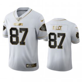 Wholesale Cheap Kansas City Chiefs #87 Travis Kelce Men\'s Nike White Golden Edition Vapor Limited NFL 100 Jersey