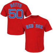 Wholesale Cheap Boston Red Sox #50 Mookie Betts Majestic Official Name and Number T-Shirt Red