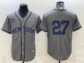 Wholesale Cheap Men\'s New York Yankees #27 Giancarlo Stanton No Name Grey Gridiron Cool Base Stitched Jersey
