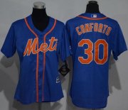 Wholesale Cheap Mets #30 Michael Conforto Blue Alternate Women's Stitched MLB Jersey