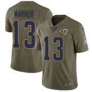Wholesale Cheap Nike Rams #13 Kurt Warner Olive Youth Stitched NFL Limited 2017 Salute to Service Jersey