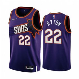 Wholesale Cheap Men\'s Phoenix Suns #22 Deandre Ayton 2022-23 Purple 75th Anniversary Icon Edition Stitched Jersey