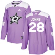 Wholesale Cheap Adidas Stars #28 Stephen Johns Purple Authentic Fights Cancer Stitched NHL Jersey