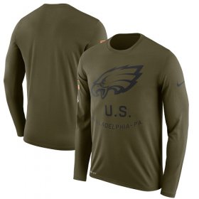 Wholesale Cheap Men\'s Philadelphia Eagles Nike Olive Salute to Service Sideline Legend Performance Long Sleeve T-Shirt