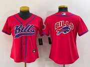 Wholesale Cheap Women's Buffalo Bills Red Team Big Logo With Patch Cool Base Stitched Baseball Jersey