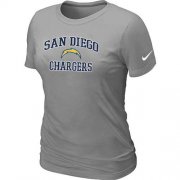 Wholesale Cheap Women's Nike Los Angeles Chargers Heart & Soul NFL T-Shirt Light Grey