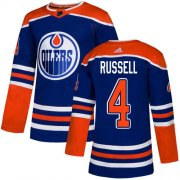 Wholesale Cheap Adidas Oilers #4 Kris Russell Royal Blue Alternate Authentic Stitched NHL Jersey