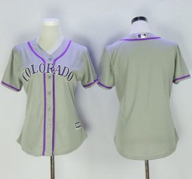 Wholesale Cheap Rockies Blank Grey Women\'s Road Stitched MLB Jersey