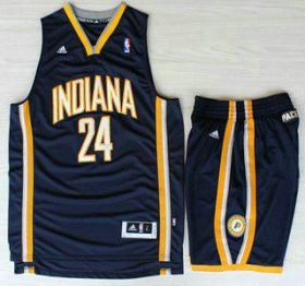 Wholesale Cheap Indiana Pacers 24 Paul George Blue Revolution 30 Swingman NBA Jerseys Shorts Suits