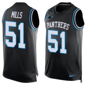 Wholesale Cheap Nike Panthers #51 Sam Mills Black Team Color Men\'s Stitched NFL Limited Tank Top Jersey
