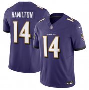 Wholesale Cheap Men's Baltimore Ravens #14 Kyle Hamilton Purple 2023 F.U.S.E Vapor Jersey