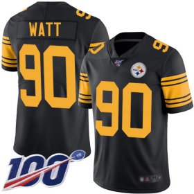 Wholesale Cheap Nike Steelers #90 T. J. Watt Black Men\'s Stitched NFL Limited Rush 100th Season Jersey