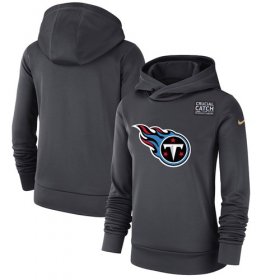 Wholesale Cheap Women\'s Tennessee Titans Nike Anthracite Crucial Catch Performance Pullover Hoodie