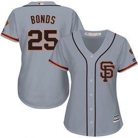 Wholesale Cheap Giants #25 Barry Bonds Grey Road 2 Women\'s Stitched MLB Jersey
