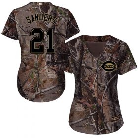 Wholesale Cheap Reds #21 Reggie Sanders Camo Realtree Collection Cool Base Women\'s Stitched MLB Jersey