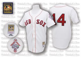 Wholesale Cheap Mitchell And Ness 1987 Red Sox #14 Jim Rice White Throwback Stitched MLB Jersey