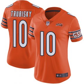 Wholesale Cheap Nike Bears #10 Mitchell Trubisky Orange Women\'s Stitched NFL Limited Rush 100th Season Jersey