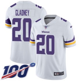 Wholesale Cheap Nike Vikings #20 Jeff Gladney White Men\'s Stitched NFL 100th Season Vapor Untouchable Limited Jersey