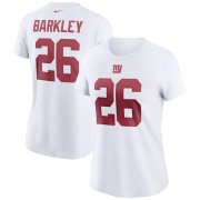Wholesale Cheap New York Giants #26 Saquon Barkley Nike Women's Team Player Name & Number T-Shirt White