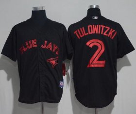 Wholesale Cheap Blue Jays #2 Troy Tulowitzki Black Strip Stitched MLB Jersey