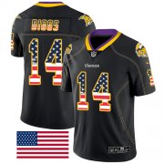 Wholesale Cheap Nike Vikings #14 Stefon Diggs Black Men's Stitched NFL Limited Rush USA Flag Jersey
