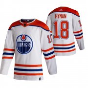 Wholesale Cheap Men's Edmonton Oilers #18 Zach Hyman 2021 Reverse Retro White Stitched Jersey