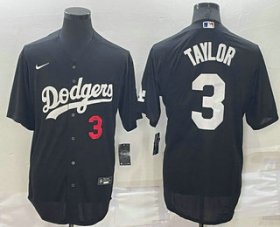 Wholesale Cheap Men\'s Los Angeles Dodgers #3 Chris Taylor Number Black Stitched MLB Cool Base Nike Jersey
