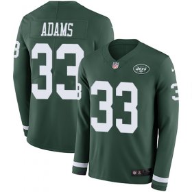 Wholesale Cheap Nike Jets #33 Jamal Adams Green Team Color Men\'s Stitched NFL Limited Therma Long Sleeve Jersey