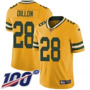 Wholesale Cheap Nike Packers #28 AJ Dillon Yellow Men's Stitched NFL Limited Rush 100th Season Jersey