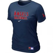 Wholesale Cheap Women's Los Angeles Angels Nike Short Sleeve Practice MLB T-Shirt Midnight Blue