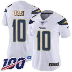 Wholesale Cheap Nike Chargers #10 Justin Herbert White Women\'s Stitched NFL 100th Season Vapor Untouchable Limited Jersey