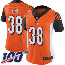 Wholesale Cheap Nike Bengals #38 LeShaun Sims Orange Alternate Women\'s Stitched NFL 100th Season Vapor Untouchable Limited Jersey