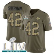 Wholesale Cheap Nike Chiefs #42 Anthony Sherman Olive/Camo Super Bowl LIV 2020 Men's Stitched NFL Limited 2017 Salute To Service Jersey
