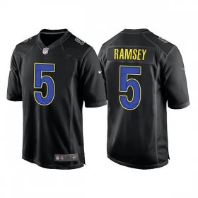 Wholesale Cheap Men\'s Los Angeles Rams #5 Jalen Ramsey 2022 Black Game Stitched Jersey