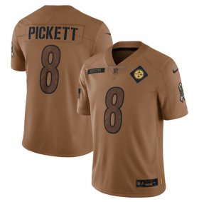 Wholesale Cheap Men\'s Pittsburgh Steelers #8 Kenny Pickett 2023 Brown Salute To Service Limited Football Stitched Jersey