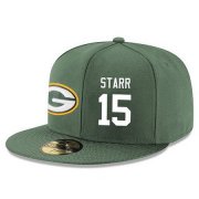 Wholesale Cheap Green Bay Packers #15 Bart Starr Snapback Cap NFL Player Green with White Number Stitched Hat