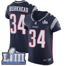 Wholesale Cheap Nike Patriots #34 Rex Burkhead Navy Blue Team Color Super Bowl LIII Bound Men\'s Stitched NFL Vapor Untouchable Elite Jersey