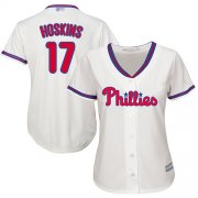 Wholesale Cheap Phillies #17 Rhys Hoskins Cream Alternate Women's Stitched MLB Jersey