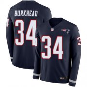 Wholesale Cheap Nike Patriots #34 Rex Burkhead Navy Blue Team Color Men's Stitched NFL Limited Therma Long Sleeve Jersey