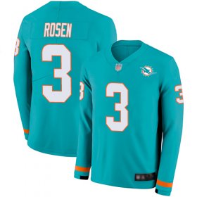 Wholesale Cheap Nike Dolphins #3 Josh Rosen Aqua Green Team Color Men\'s Stitched NFL Limited Therma Long Sleeve Jersey