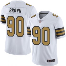 Wholesale Cheap Nike Saints #90 Malcom Brown White Men\'s Stitched NFL Limited Rush Jersey