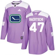 Wholesale Cheap Adidas Canucks #47 Sven Baertschi Purple Authentic Fights Cancer Youth Stitched NHL Jersey