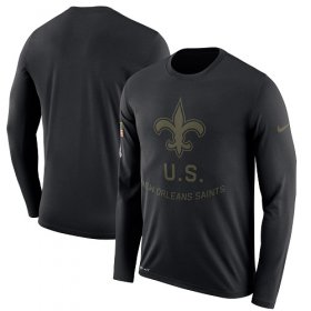 Wholesale Cheap Men\'s New Orleans Saints Nike Black Salute to Service Sideline Legend Performance Long Sleeve T-Shirt