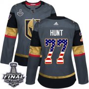 Wholesale Cheap Adidas Golden Knights #77 Brad Hunt Grey Home Authentic USA Flag 2018 Stanley Cup Final Women's Stitched NHL Jersey