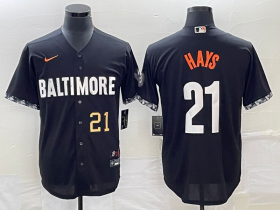 Wholesale Cheap Men\'s Baltimore Orioles #21 Austin Hays Number Black 2023 City Connect Cool Base Stitched Jersey