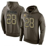 Wholesale Cheap NFL Men's Nike Minnesota Vikings #28 Adrian Peterson Stitched Green Olive Salute To Service KO Performance Hoodie