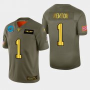 Wholesale Cheap Carolina Panthers #1 Cam Newton Men's Nike Olive Gold 2019 Salute to Service Limited NFL 100 Jersey