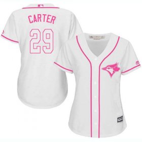 Wholesale Cheap Blue Jays #29 Joe Carter White/Pink Fashion Women\'s Stitched MLB Jersey