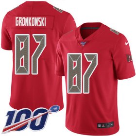 Wholesale Cheap Nike Buccaneers #87 Rob Gronkowski Red Men\'s Stitched NFL Limited Rush 100th Season Jersey