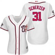 Wholesale Cheap Nationals #31 Max Scherzer White Home 2019 World Series Champions Women's Stitched MLB Jersey
